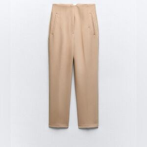Zara HIGH WAISTED PANTS - OYSTER WHITE